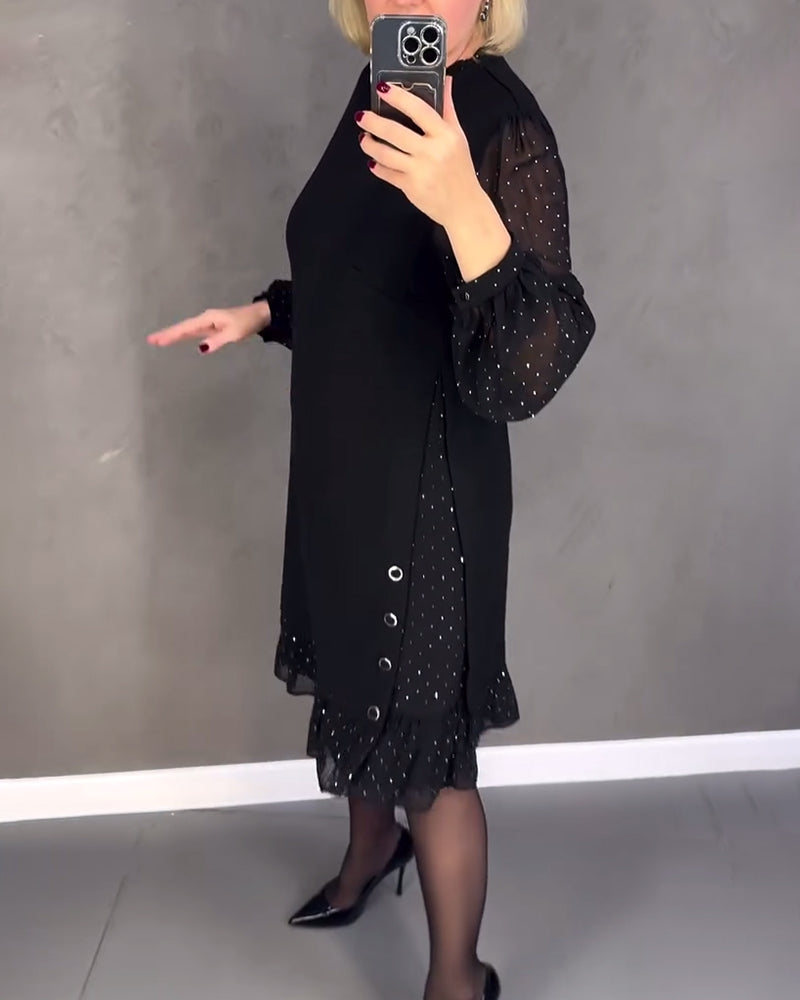 ELIANA | Robe Élégante avec Manches Transparentes et Coupe Flatteuse pour les Occasions Automnales