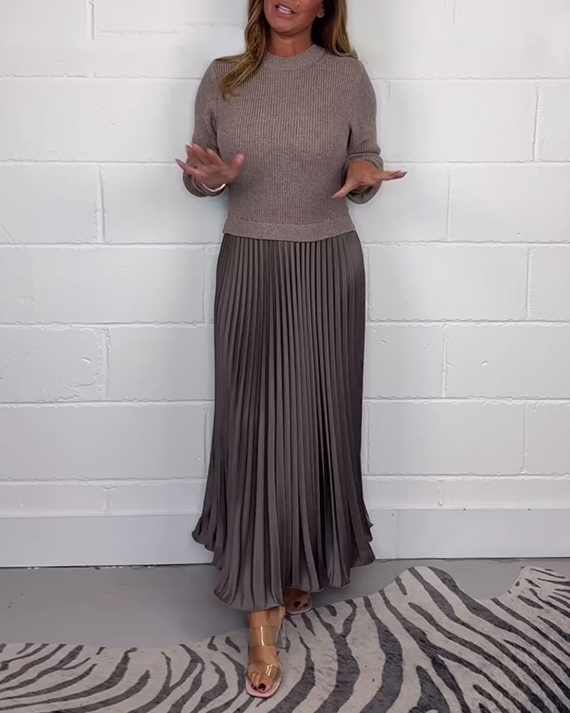 Marisa | Robe Plissée Élégante au Style Patchwork Décontracté