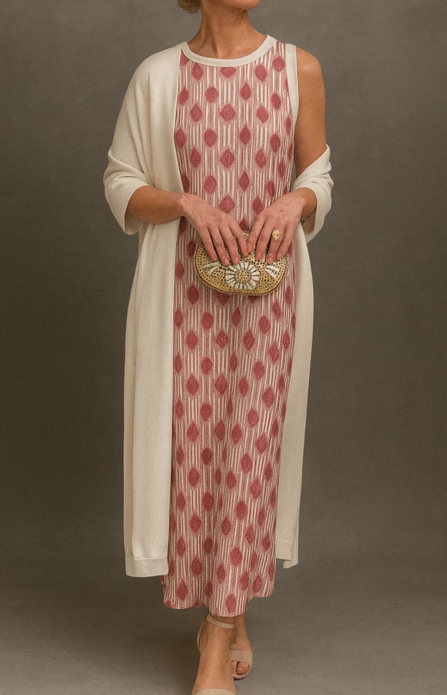 MILENA | Robe Satinée Élégante avec Châle Inclus et Ligne Amincissante pour Occasions Spéciales