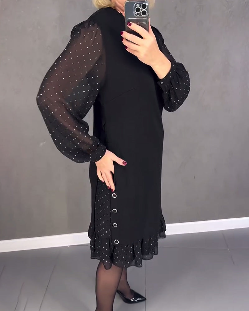 ELIANA | Robe Élégante avec Manches Transparentes et Coupe Flatteuse pour les Occasions Automnales