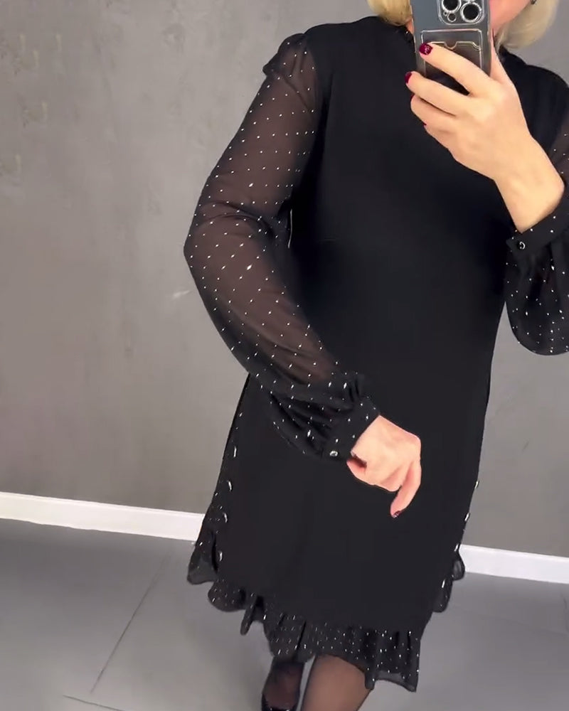 ELIANA | Robe Élégante avec Manches Transparentes et Coupe Flatteuse pour les Occasions Automnales