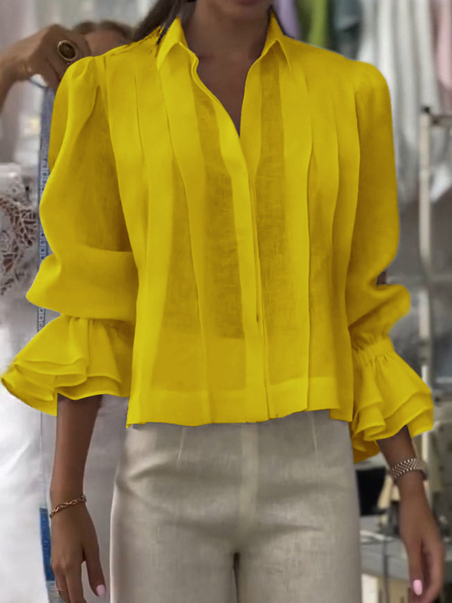 Verena – Blouse à Col Revers Lumière