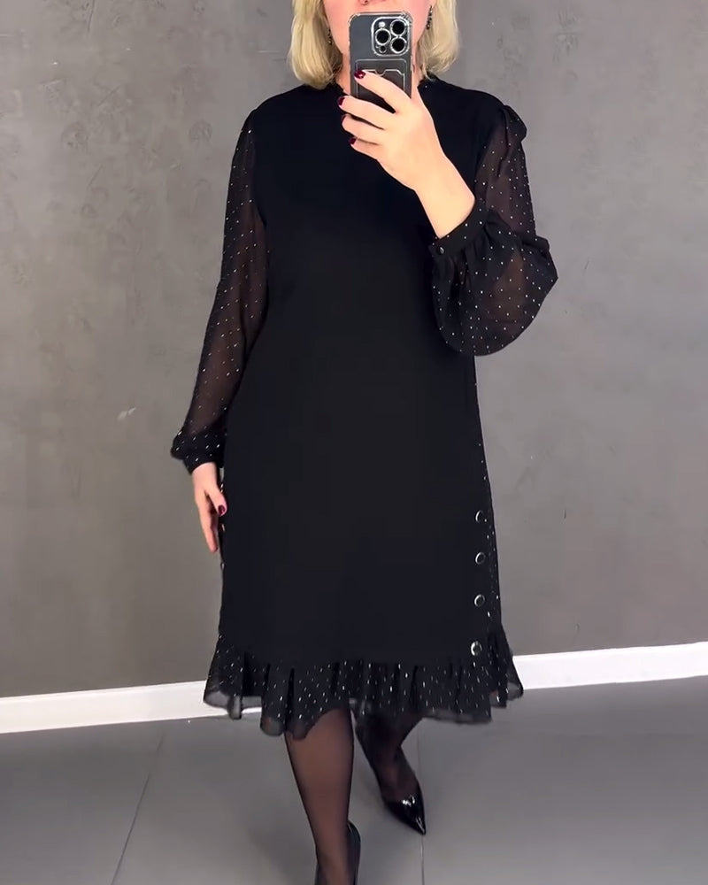 ELIANA | Robe Élégante avec Manches Transparentes et Coupe Flatteuse pour les Occasions Automnales