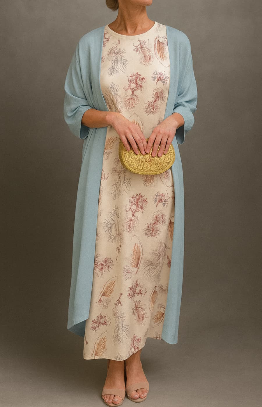 MILENA | Robe Satinée Élégante avec Châle Inclus et Ligne Amincissante pour Occasions Spéciales