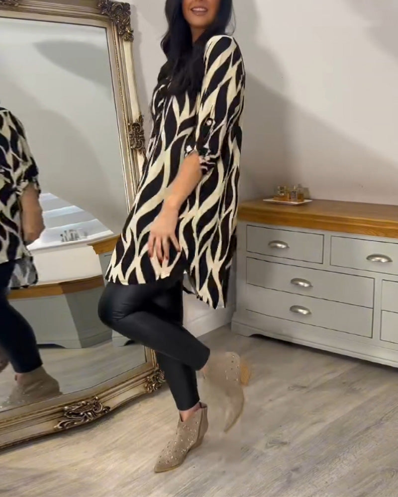 Christelle | Blouse Décontractée et Polyvalente au Motif Élégant