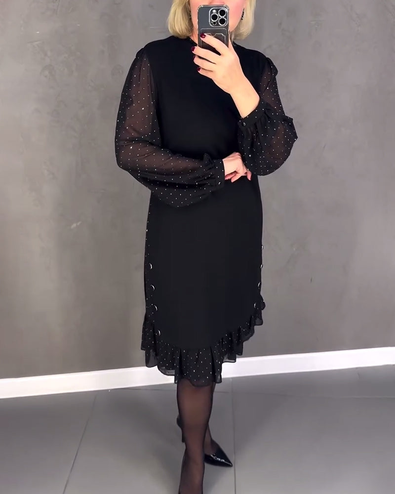 ELIANA | Robe Élégante avec Manches Transparentes et Coupe Flatteuse pour les Occasions Automnales